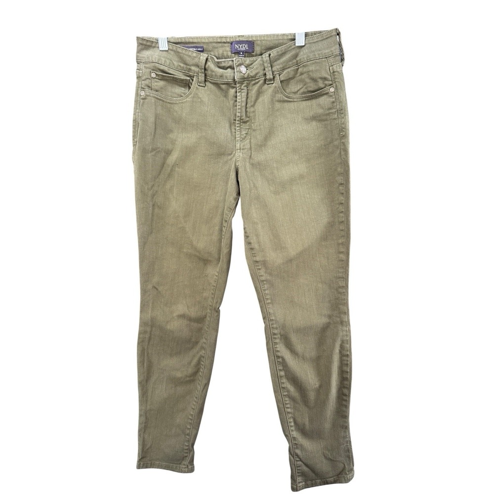 NYDJ Size 8 Convertible Ankle Jeans Olive Green Lift Tuck Stretch Skinny Pants